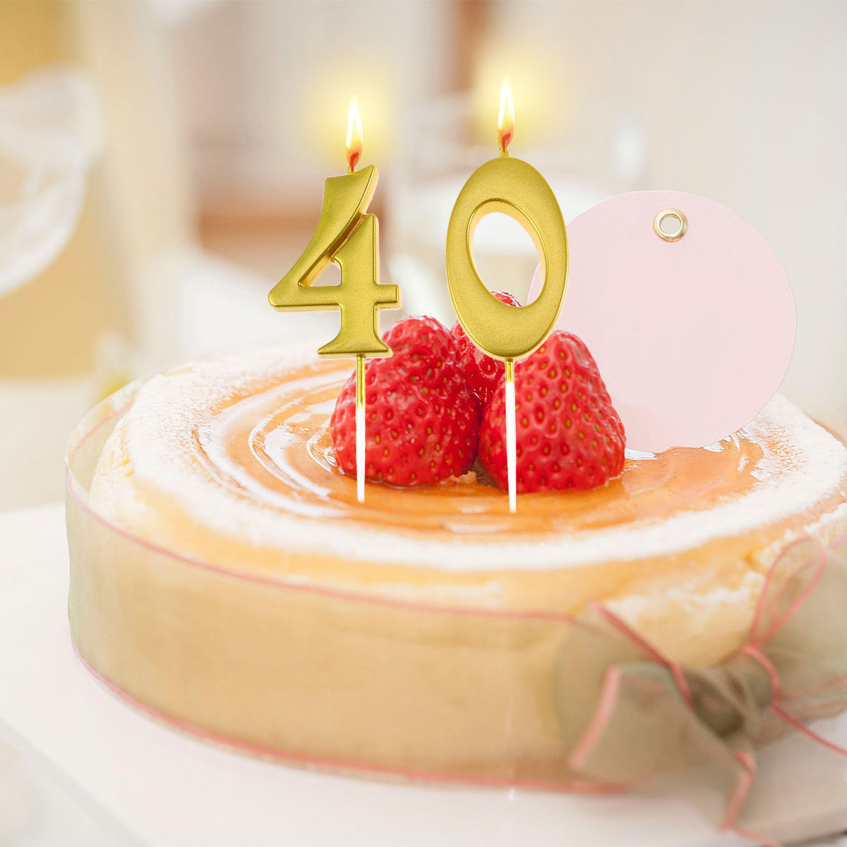 2Pcs Golden Number 40 Birthday - Candle Supplies In ulasan dan harga