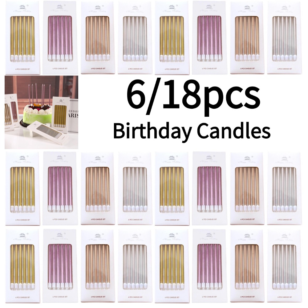 6/18pcs Metal Gold Silver Birt - Candle Supplies In ulasan dan harga