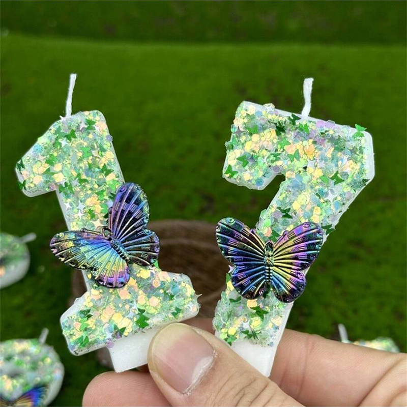 1Pc Green Sequins Number 0-9 B - Candle Supplies In ulasan dan harga